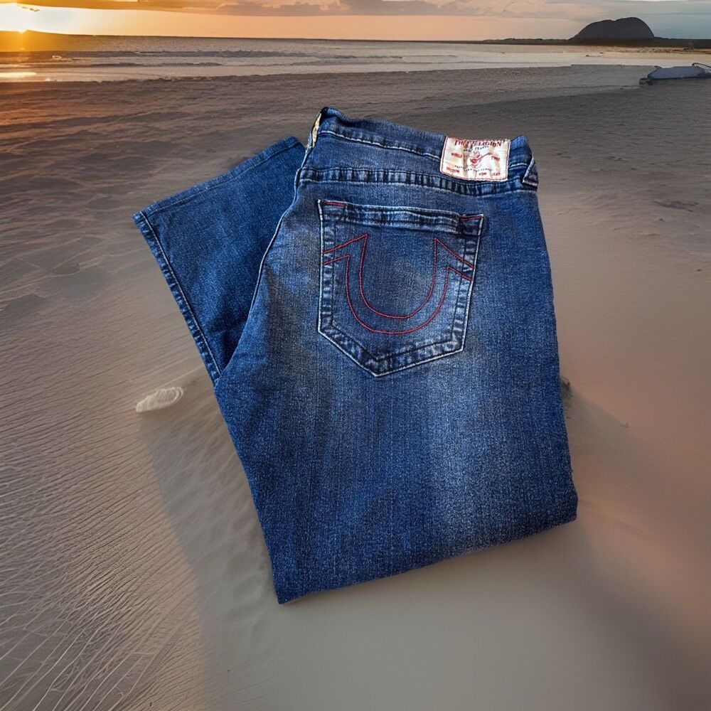 True Religion Ricky Jeans Relaxed Straight Medium Wash Men's Size 42/26 Y2K